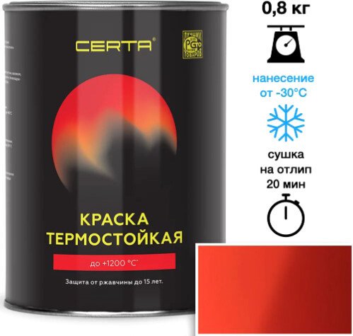 

Краска Certa Термостойкая 2002 400С 0.8 кг (красный)