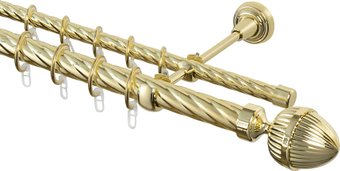 Карниз для штор Sundays Home Шайн Одеон 25мм+16мм двухрядный (золото, 3.2м)