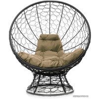 Кресло M-Group Кокос на подставке 11590401 (черный ротанг/бежевая подушка)