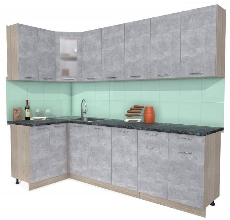 

Готовая кухня Интерлиния Мила 12x26 (бетон-бетон-кастилло темный)