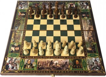 Шахматы/шашки/нарды Саванна Бородино sh-037 (большие)