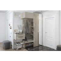 Стенка Алисия Сольера мод.1 (ЛДСП Мунлайт/ЛДСП Велюр/Ткань Light Grey)