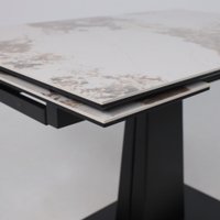 Кухонный стол Lepremo AV 2119 МДФ+керамика раздвижной 1200-1800x800 (белый глянцевый Pandora/черный)