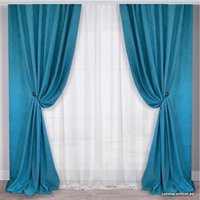 Комплект штор ИП Романович Е.Ю. Мрамор на ленте 2x2.5 м (яркая-бирюза, 2 шт)