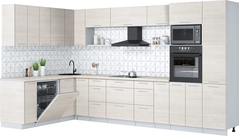 

Готовая кухня Интерлиния Мила Лайт 1.896х3.58 (вудлайн кремовый/вудлайн кремовый/бискайская сосна)