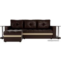 Угловой диван Craftmebel Атланта М угловой 2 стола (боннель, левый, коричневая экокожа)