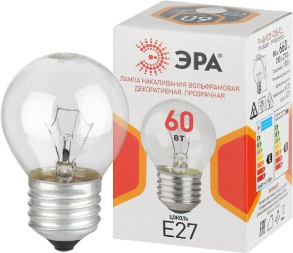 

Лампочка ЭРА P45 P-60-E27-230-CL
