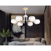 Люстра средней высоты Ambrella light Traditional TR80166/6 WH/LWD (белый/светлое дерево)