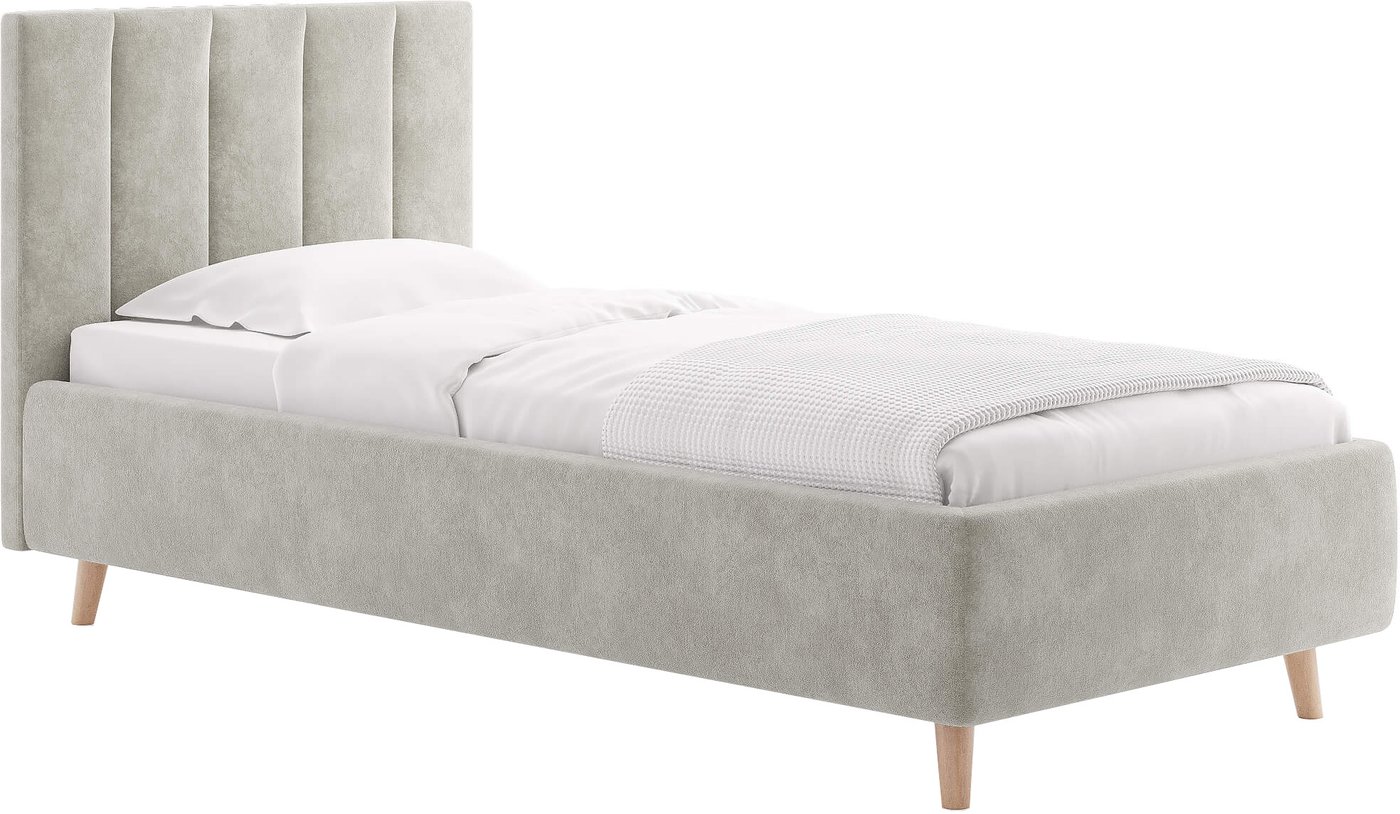 Кровать Сонум Alma 90x200 (микровелюр светло-серый)