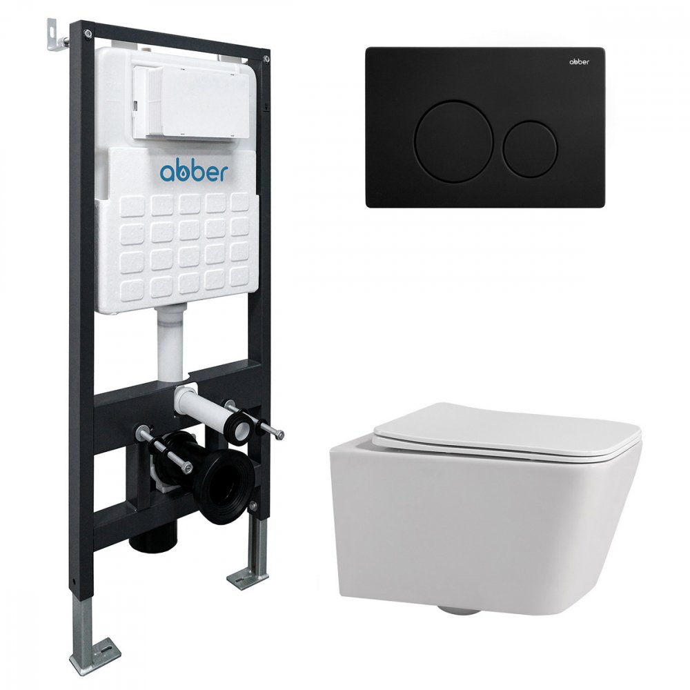 

Унитаз подвесной Abber Rechteck AC1201-AC0105-AC0121MB (с кнопкой смыва)