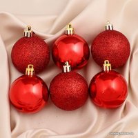 Елочная игрушка Зимнее волшебство Глянцевый блеск d-5 см 12 шт (красный) 4941732
