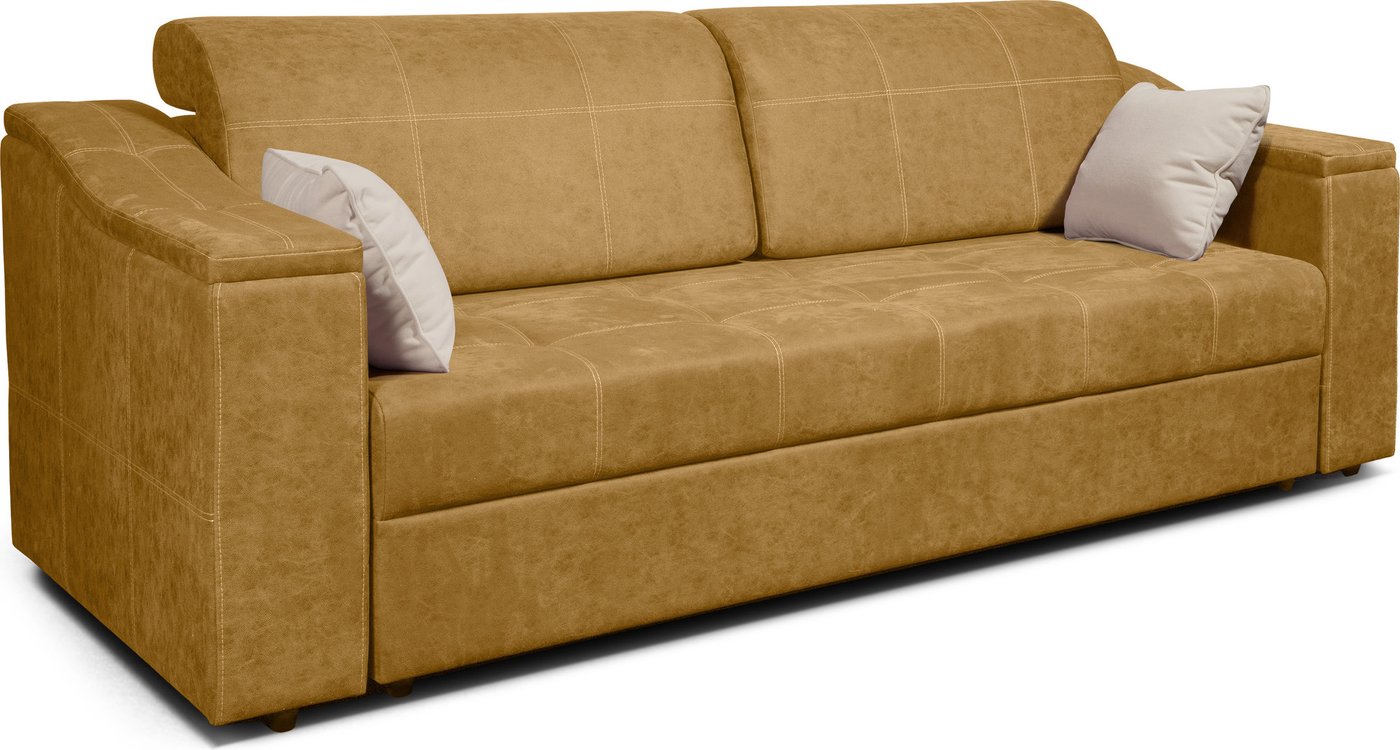 

Диван Анмикс Бергамо-3 (велюр желто/золот.)