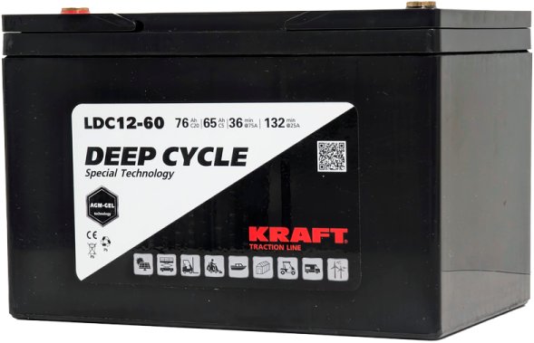 

Автомобильный аккумулятор KRAFT 12V-76Ah(C20) L+ (76 А·ч)