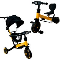 Беговел-велосипед Bubago Split BG-FPY-158-2 с ручкой (черный/желтый)