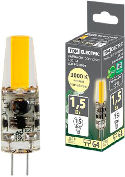 

Светодиодная лампочка TDM Electric G4-1,5 Вт-AC/DC 12 В-3000 К SQ0340-0090