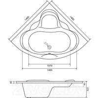 Ванна Lauter Riviera 140x140 21050140 (с ножками и лицевым экраном)
