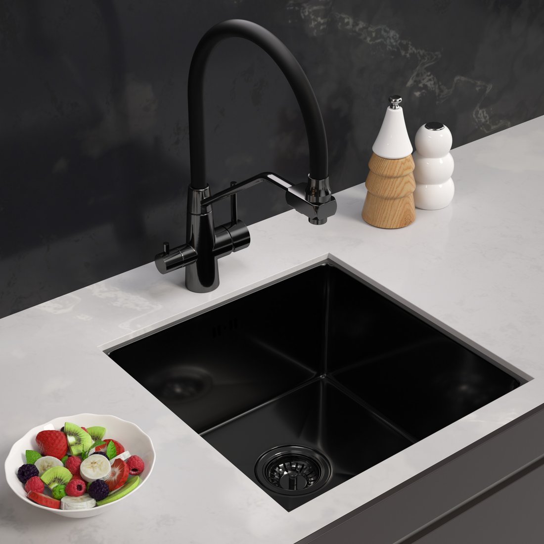 

Кухонная мойка ARFEKA ECO AR 450*450 BLACK PVD NANO