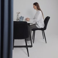 Кухонный стол Lepremo AV 1208 HPL+МДФ раздвижной 1200-1600x800 (мрамор белый/черный)