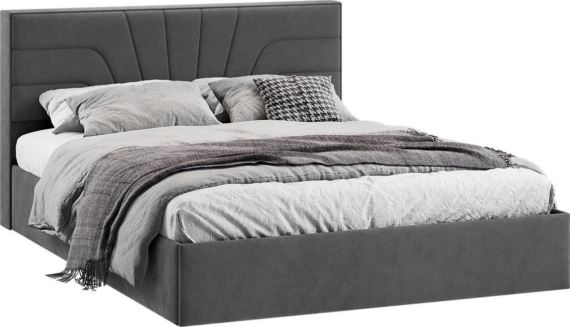 Кровать Трия Пандора с ПМ и заглушиной 160x200 Тип 1 (микрошенилл Relax Graphite)