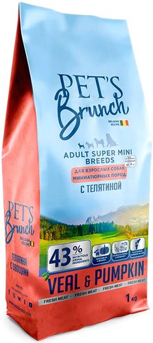 Сухой корм для собак Pet's Brunch Adult Super Mini Breeds с телятиной 1 кг