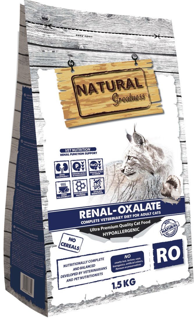 

Сухой корм для кошек Natural Greatness Natural Greatness RENAL-OXALATE для лечения хронической почечной недостаточности с курицей 1.5кг