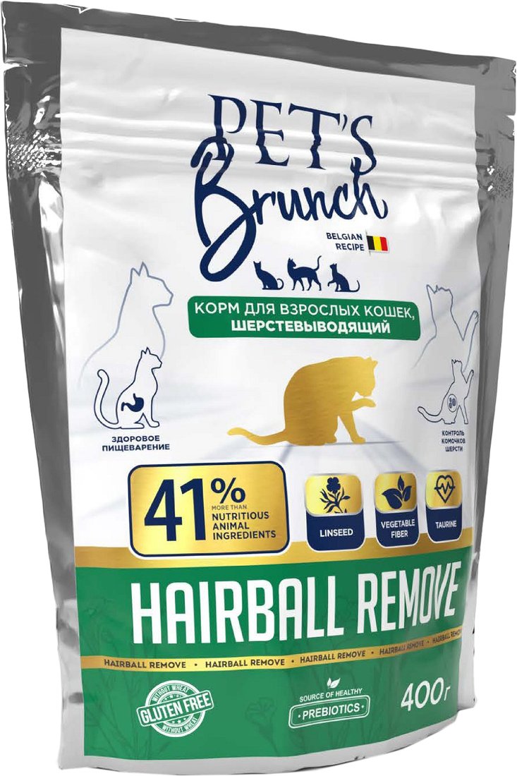 

Сухой корм для кошек Pet's Brunch Adult Hairball Remove 400 г