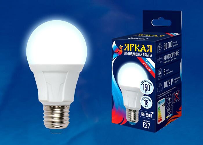 

Светодиодная лампочка Uniel LED-A60 18W/4000K/E27/FR PLP01WH UL-00005037