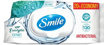 Влажные салфетки Smile Antibacterial с экстрактом эвкалипта (120 шт)