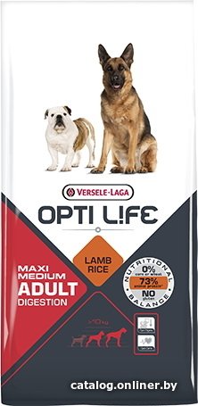 Сухой корм для собак Versele Laga Opti Life Adult Digestion Medium&Maxi с ягненком и рисом 12.5 кг
