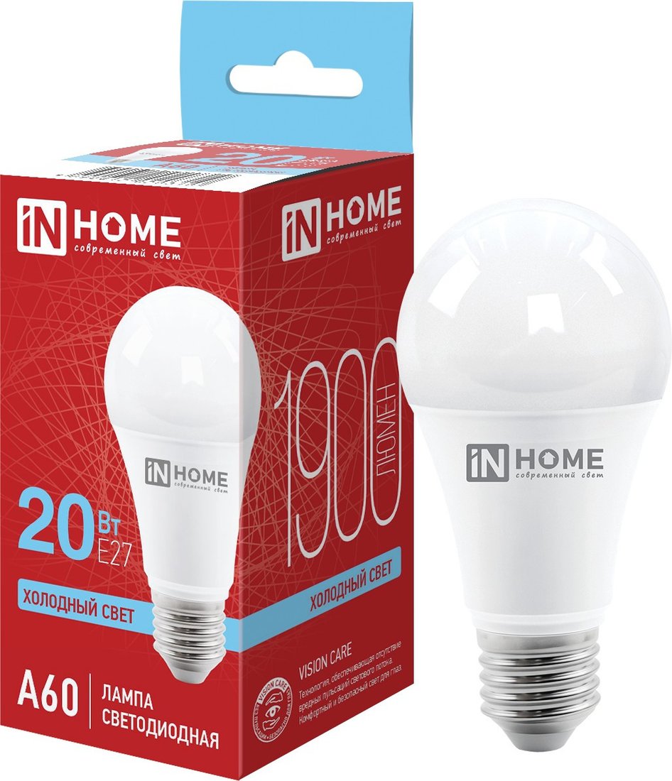 Светодиодная лампочка In Home LED-A60-VC 20 Вт 230В Е27 6500К 1900 Лм