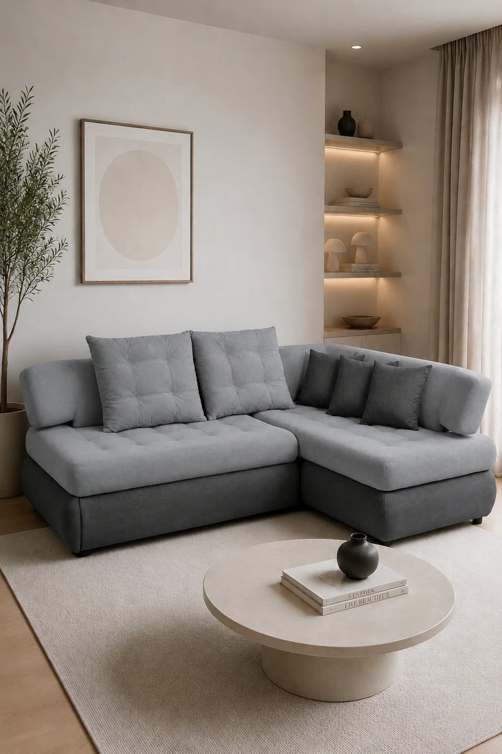 Угловой диван Sundays Home Рица правый (велюр серый)
