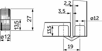 Мебельная петля GTV цилиндрическая - 12мм