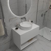  ЗОВ Тумба под умывальник со столешницей Кито-2 80 (белый матовый/белая столешница)