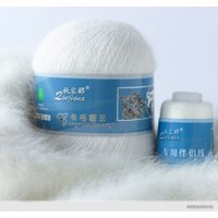 Набор пряжи для вязания ХоббиБум Пух норки 801 50 г 340 м (белый)