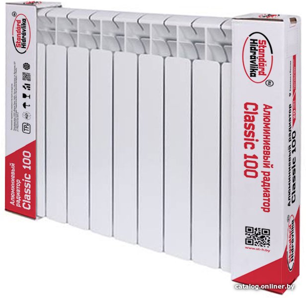Алюминиевый радиатор Standard Hidravlika Classic 100 500 мм (10 секций, белый)