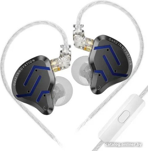 Наушники KZ Acoustics ZSN Pro 2 (с микрофоном, темно-серый/синий)