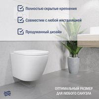 Унитаз подвесной Lauter Vortex 2110830 + GROHE Rapid SL 38772001 с кнопкой (прямоугольная, хром)