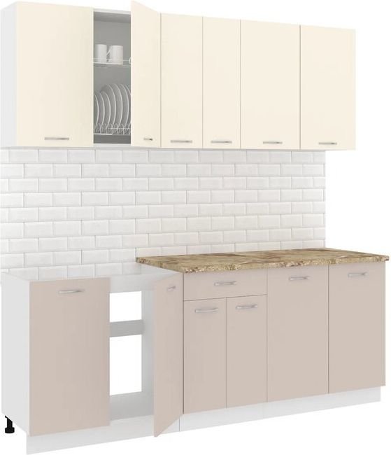 

Готовая кухня Кортекс-мебель Корнелия Лира-лайт 2.1м (крем/капучино/мадрид)