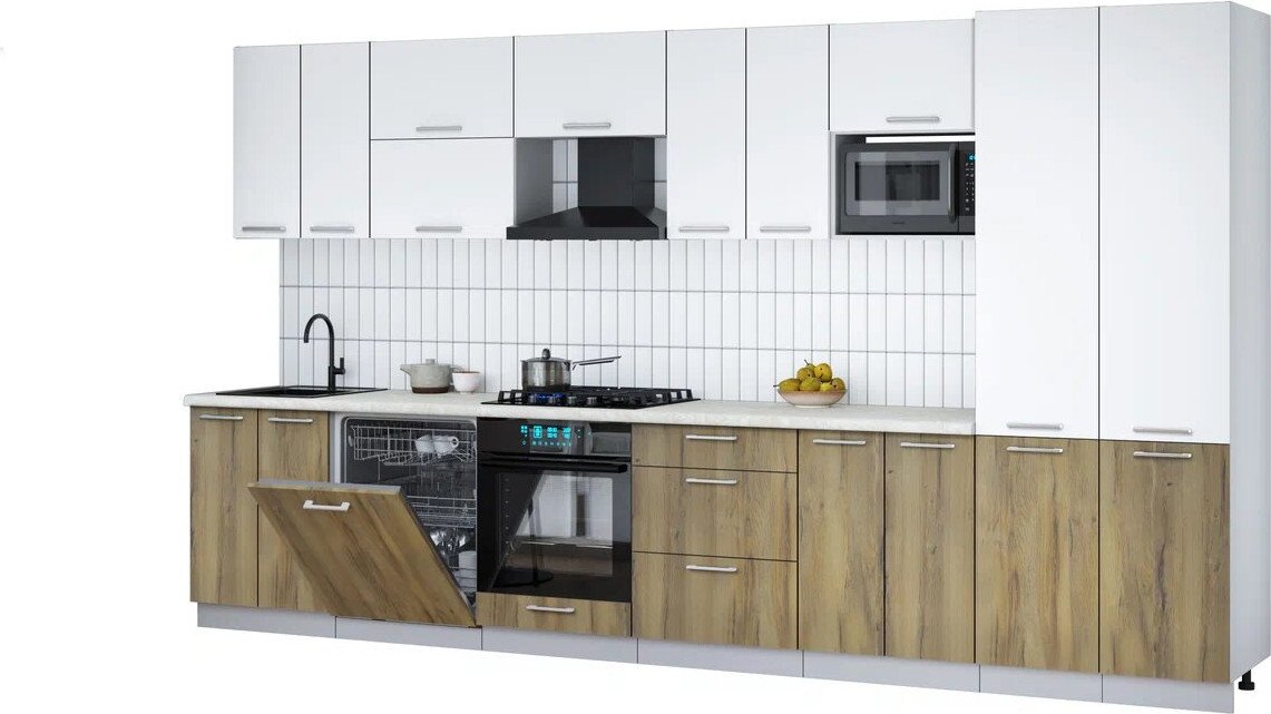 

Готовая кухня Интерлиния Мила Gloss 3.8-ПМ2 (дуб вотан/белый/опал светлый)