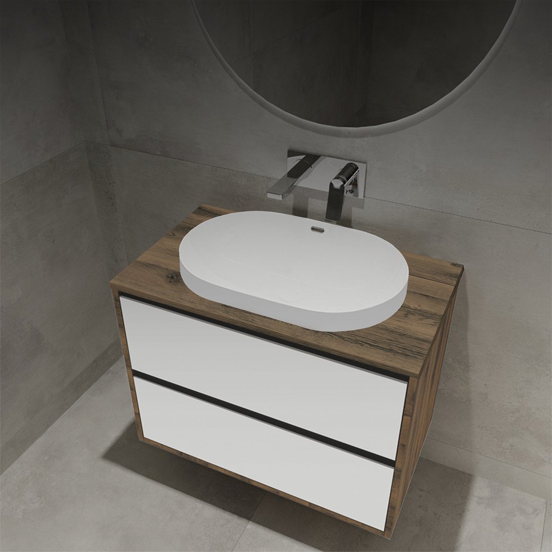 

ЗОВ Тумба с умывальником Парма 80 P80LA0MWMC1B-LDSPA6002 (аттик/белый матовый)