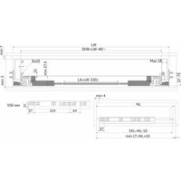Направляющие скрытого монтажа AKS L-550 push to open + доводчик ДСП16-18mm с замками компл. левая+правая SMART полное выдвижение