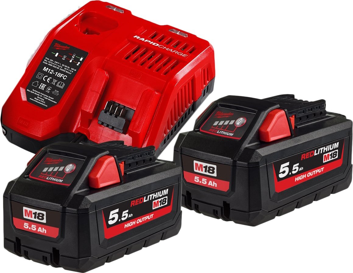 

Аккумулятор с зарядным устройством Milwaukee M18 HNRG-552 (18В/5.5 Ah + 12-18В)