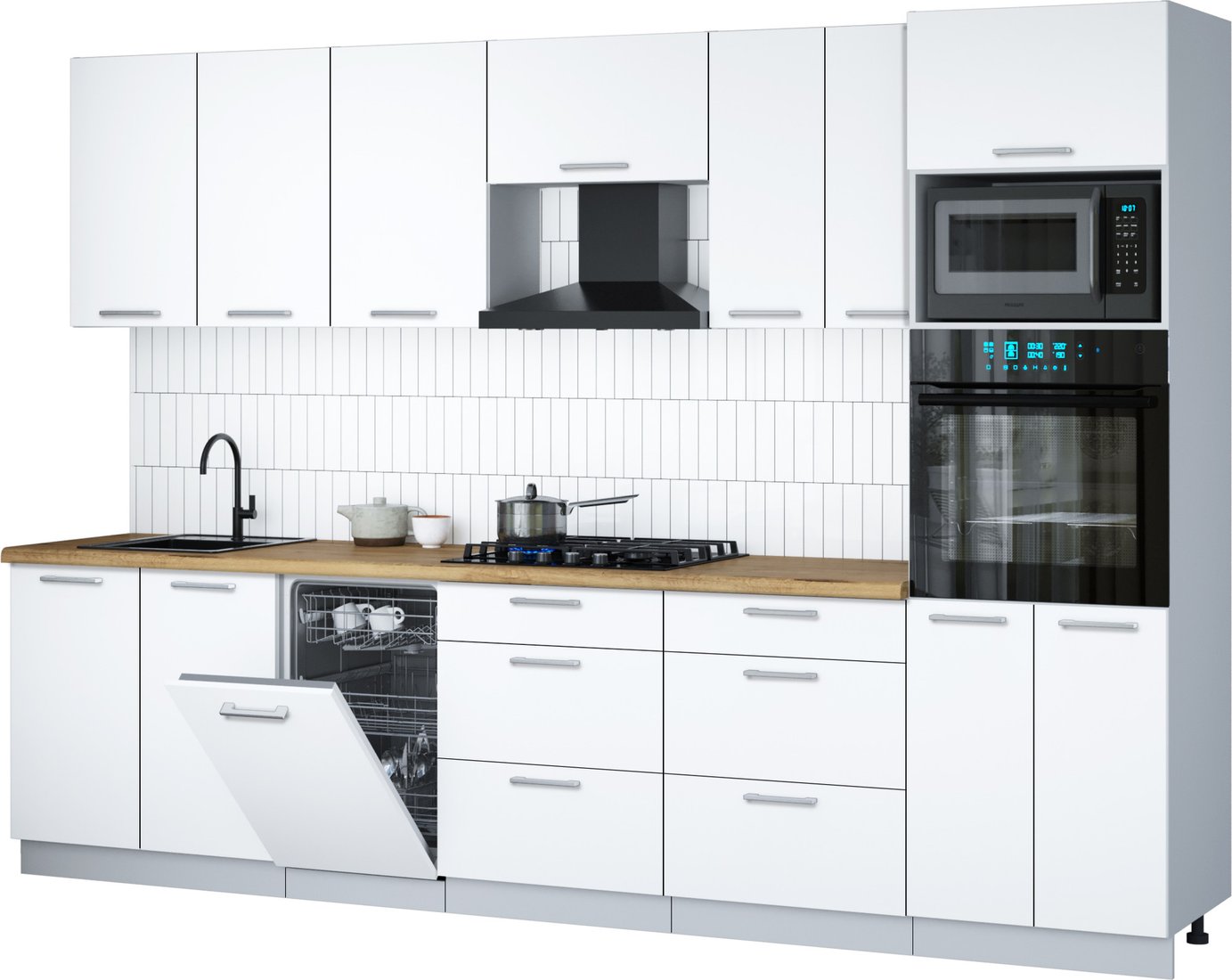 

Готовая кухня Интерлиния Мила Gloss 3.05-ПМ3 (белый/белый/дуб бунратти)