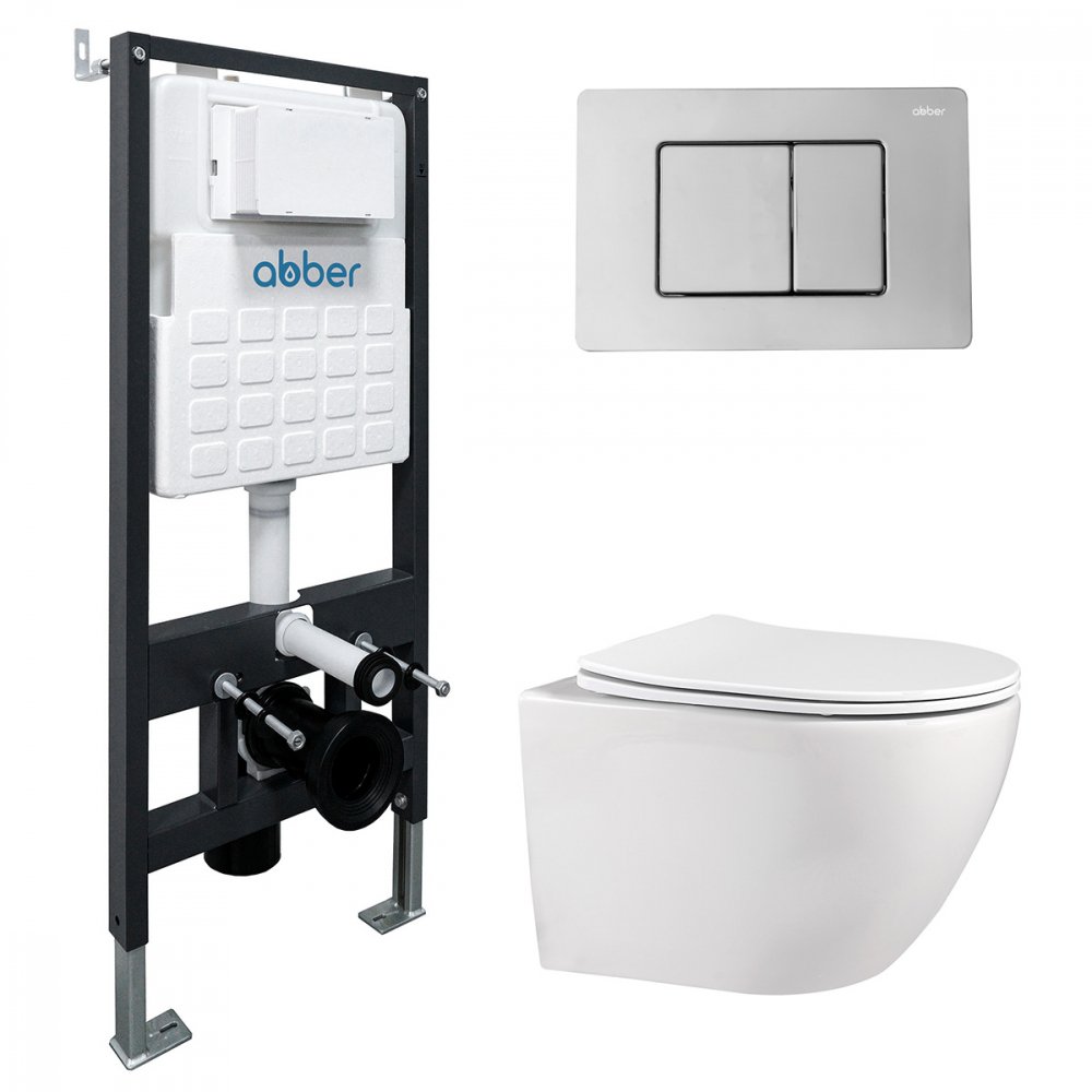 

Унитаз подвесной Abber Bequem AC1100-AC0105-AC0120 (с кнопкой смыва)