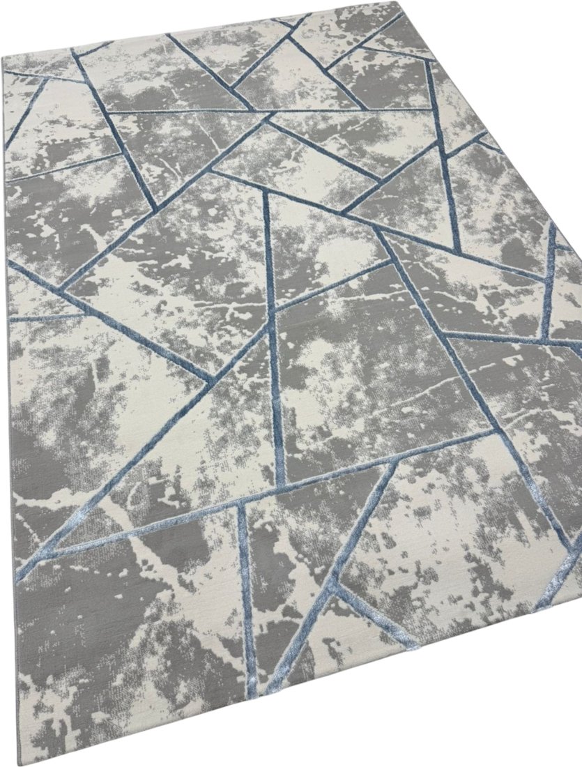 Ковер для жилой комнаты Radjab Carpet Амальфи Прямоугольник 01518B 13608 (1.6x3, C.Grey/L.Bule)