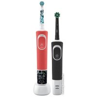 Комплект зубных щеток Oral-B Vitality Pro Cross Action + Vitality D100 Kids Star Wars (2 шт, черный/красный)