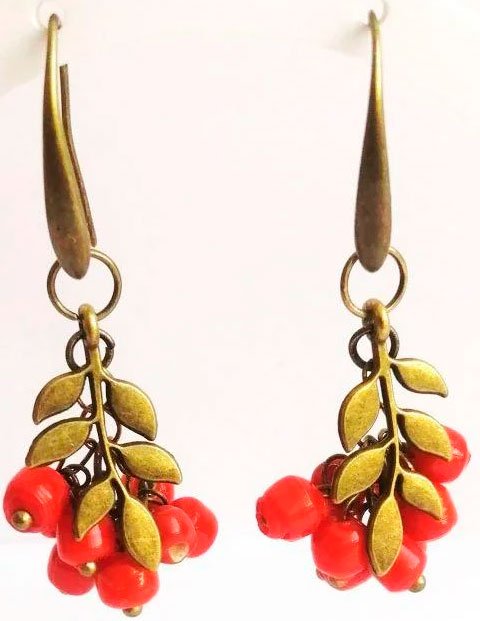

Серьги Handmade ИП Егорова Рябинка бронза с красным кораллом