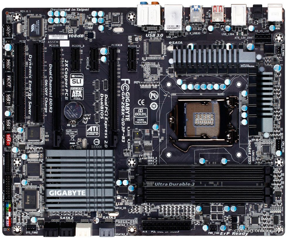 Gigabyte GA-Z68X-UD3P-B3 (rev. 1.0) материнскую плату купить в Минске