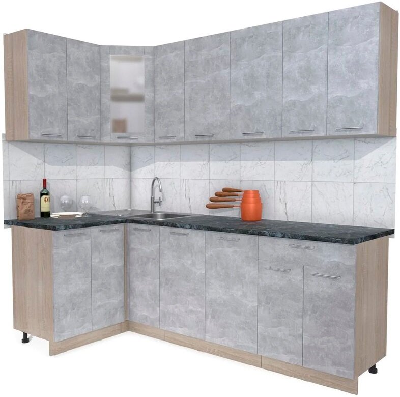

Готовая кухня Интерлиния Мила 12x24 (бетон-бетон-кастилло темный)