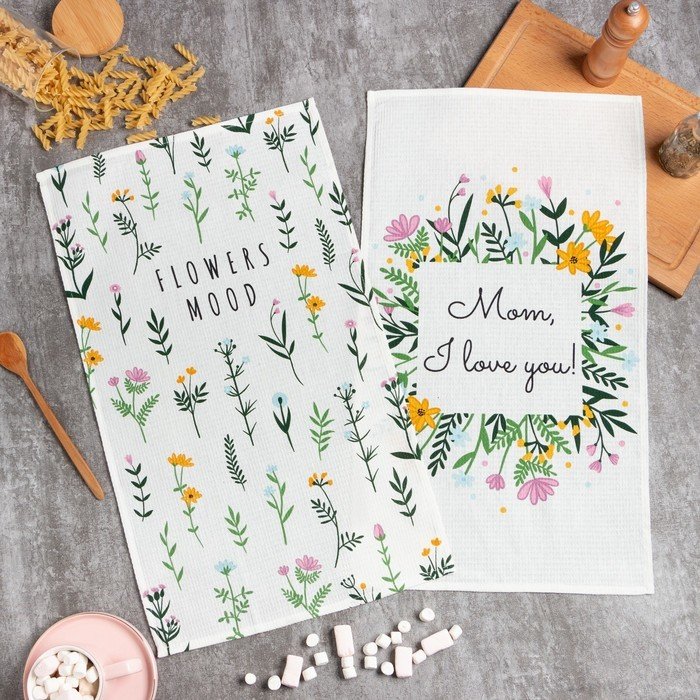 

Набор полотенец Доляна Flowers mood 2 шт 7690558 (белый)